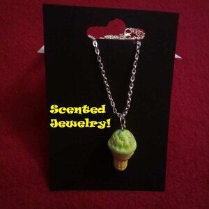 Handmade Miniature Food Kawaii Cosplay Coconut Lime Scented Ice Cream Necklace!
